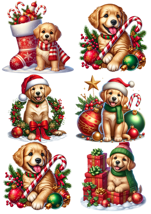 Rice Paper For Decoupage Christmas Dogs Collage Cat. No. 5620