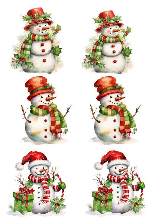 Rice Paper For Decoupage Snowmen Collage Cat. No. 5627