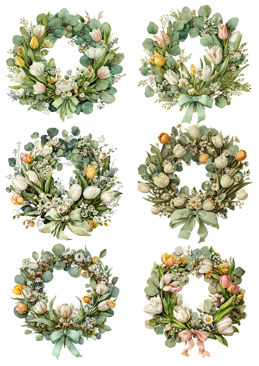 Rice Paper For Decoupage Wreaths Collage Cat. No. 5640