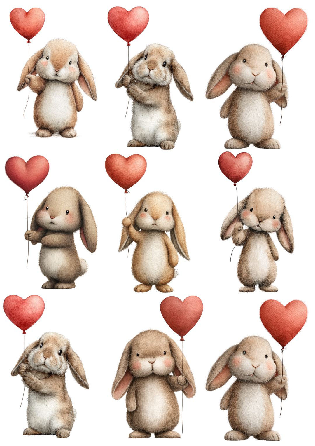 Rice Paper for Decoupage Bunny with Valentine&