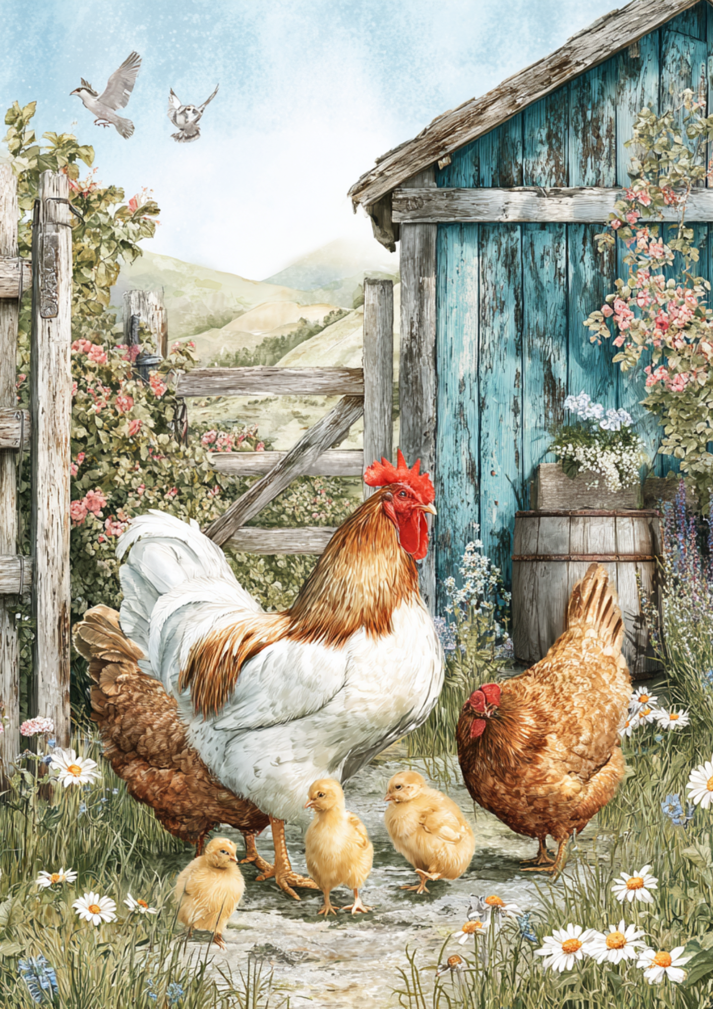 Reispapier für Decoupage, Blumenhintergrund, vollständig, Kat. Nr. 4809
