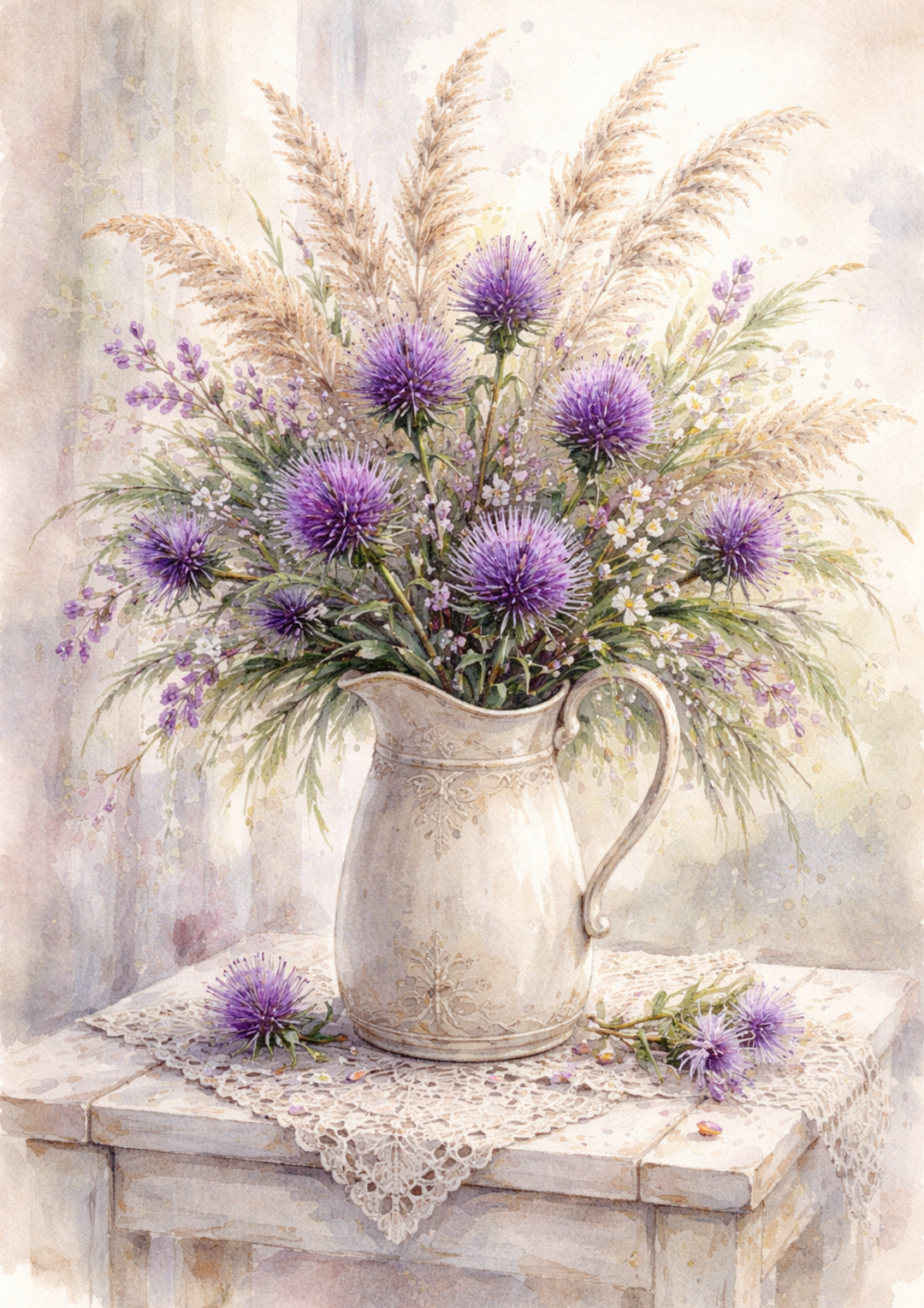 Rice Paper For Decoupage Bouquet of Wild Flowers in a Jug Full Cat. No. 5686