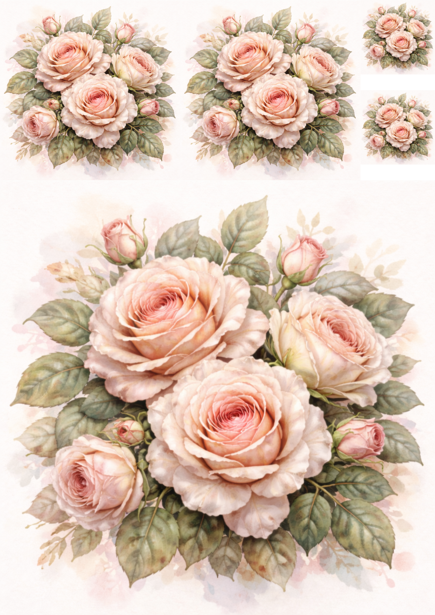 Rice Paper for Decoupage Roses Collage Cat. No. 5745