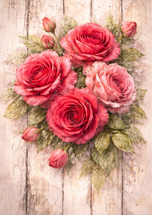 Rice Paper for Decoupage Red Roses Full Cat. No. 5756