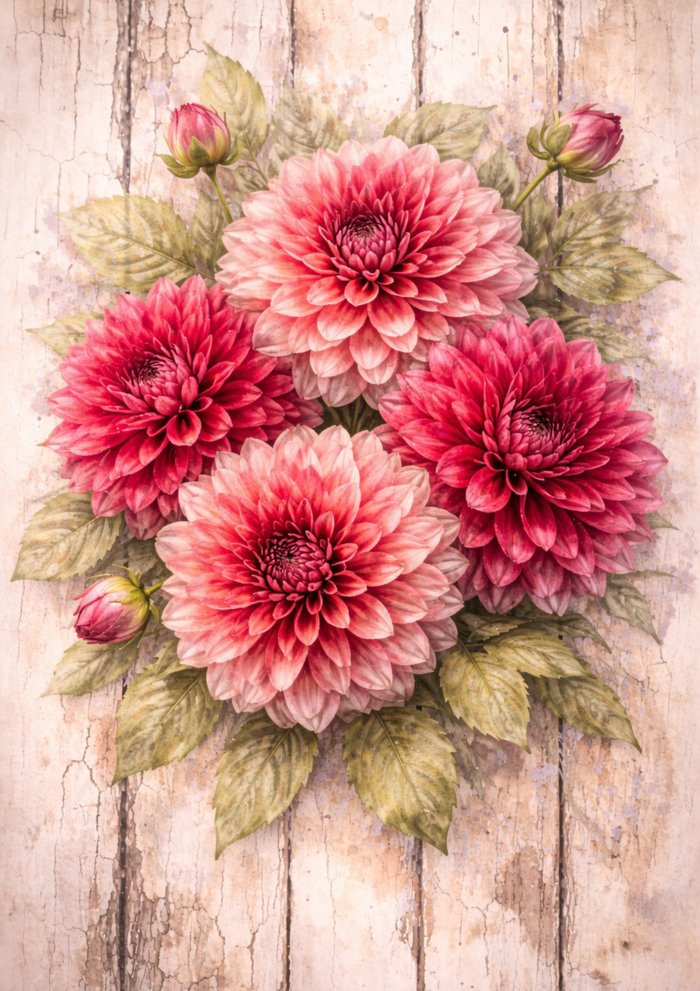 Rice Paper for Decoupage Red Dahlias Full Cat. No. 5757