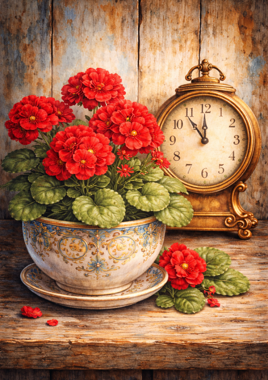 Rice Paper For Decoupage Clock And Flowers Full Cat. No. 5776