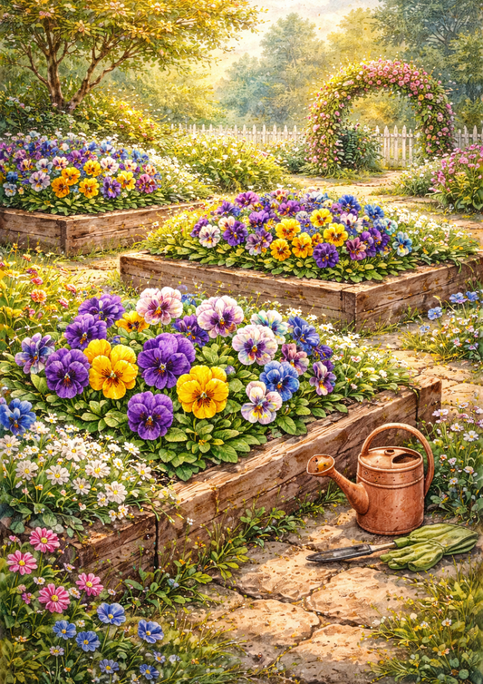 Rice Paper For Decoupage Flower Garden And Pansy Beds Collage Cat. No. 5812