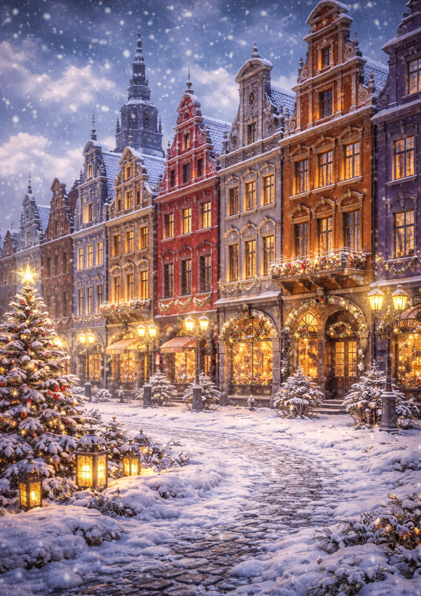 Rice Paper For Decoupage Christmas Street in Winter Full Cat. No. 8390