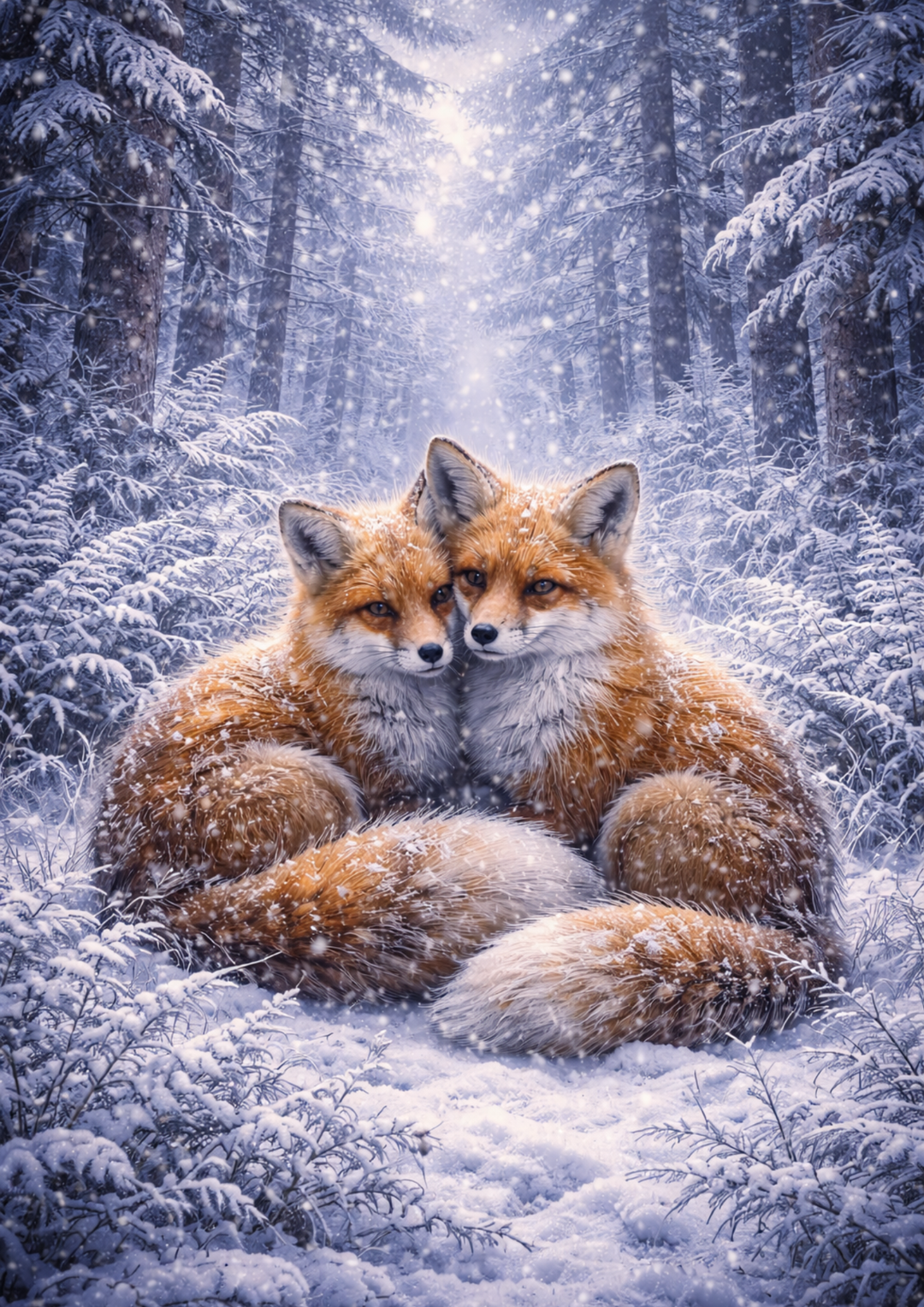 Rice Paper For Decoupage Foxes In The Winter Forest Full Cat. No. 8392