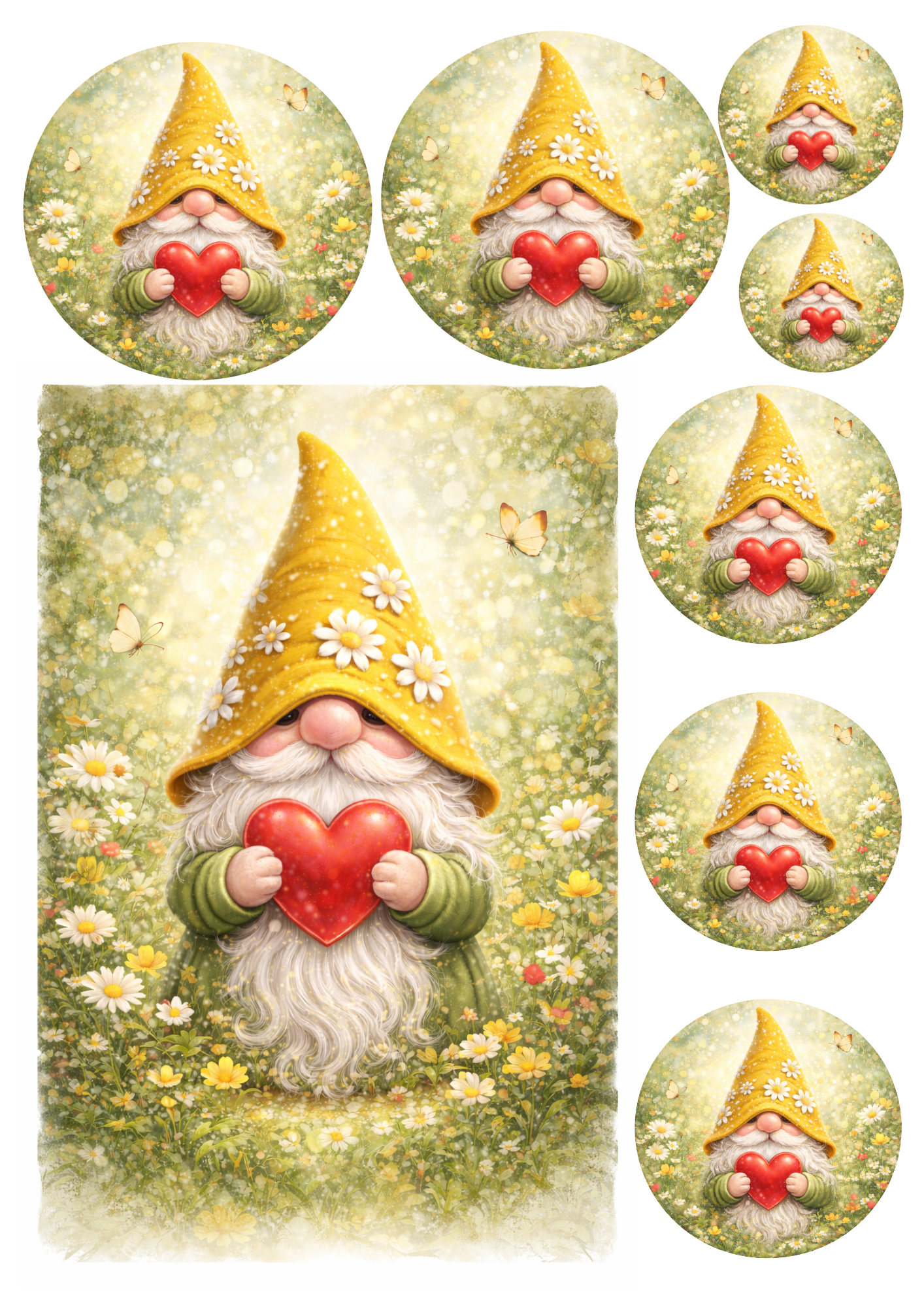 Rice Paper For Decoupage Leprechaun Holding a Heart Collage Cat. No. 8404