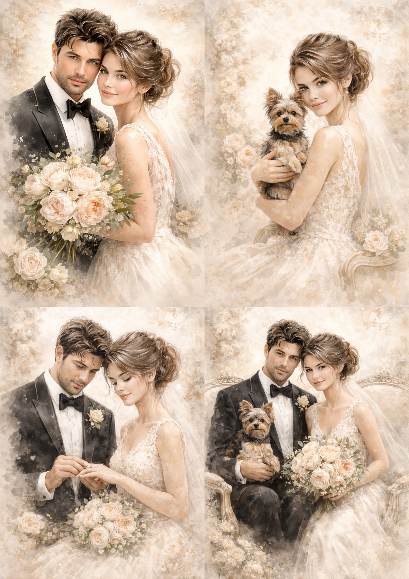 Rice Paper For Decoupage Young Married Couple Collage Cat. No. 8467