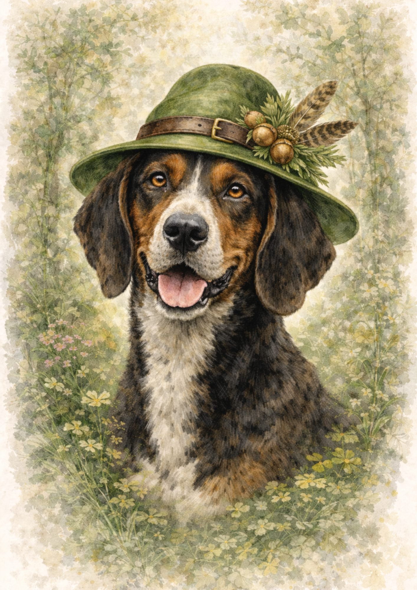 Rice Paper For Decoupage Swiss Hound In A Hunting Hat Full Cat. No. 8490