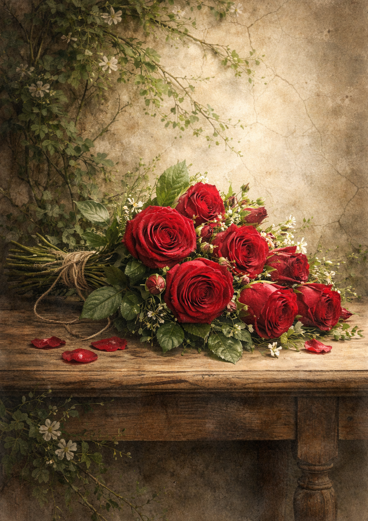 Rice Paper For Decoupage Bouquet of Red Roses Background For Journaling Full Cat. No. 8491