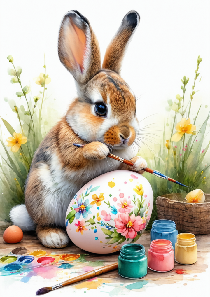 Rice Paper For Decoupage Bunny With Easter Egg Collage Cat. No. 8551