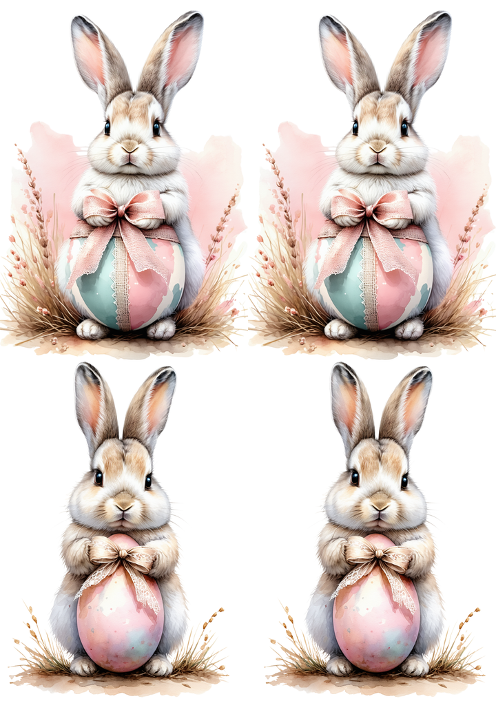 Rice Paper For Decoupage Easter Bunny Collage Cat. No. 8553