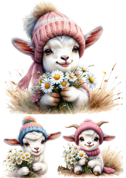 Rice Paper for Decoupage Goat in a Hat Collage Cat. No. 8567