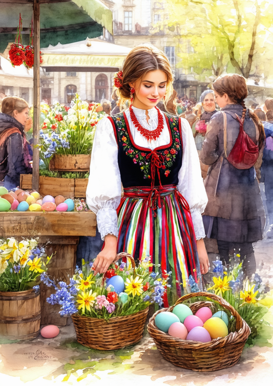 Rice Paper For Decoupage Woman In Traditional Costume From Krakow Full Cat. No. 8589