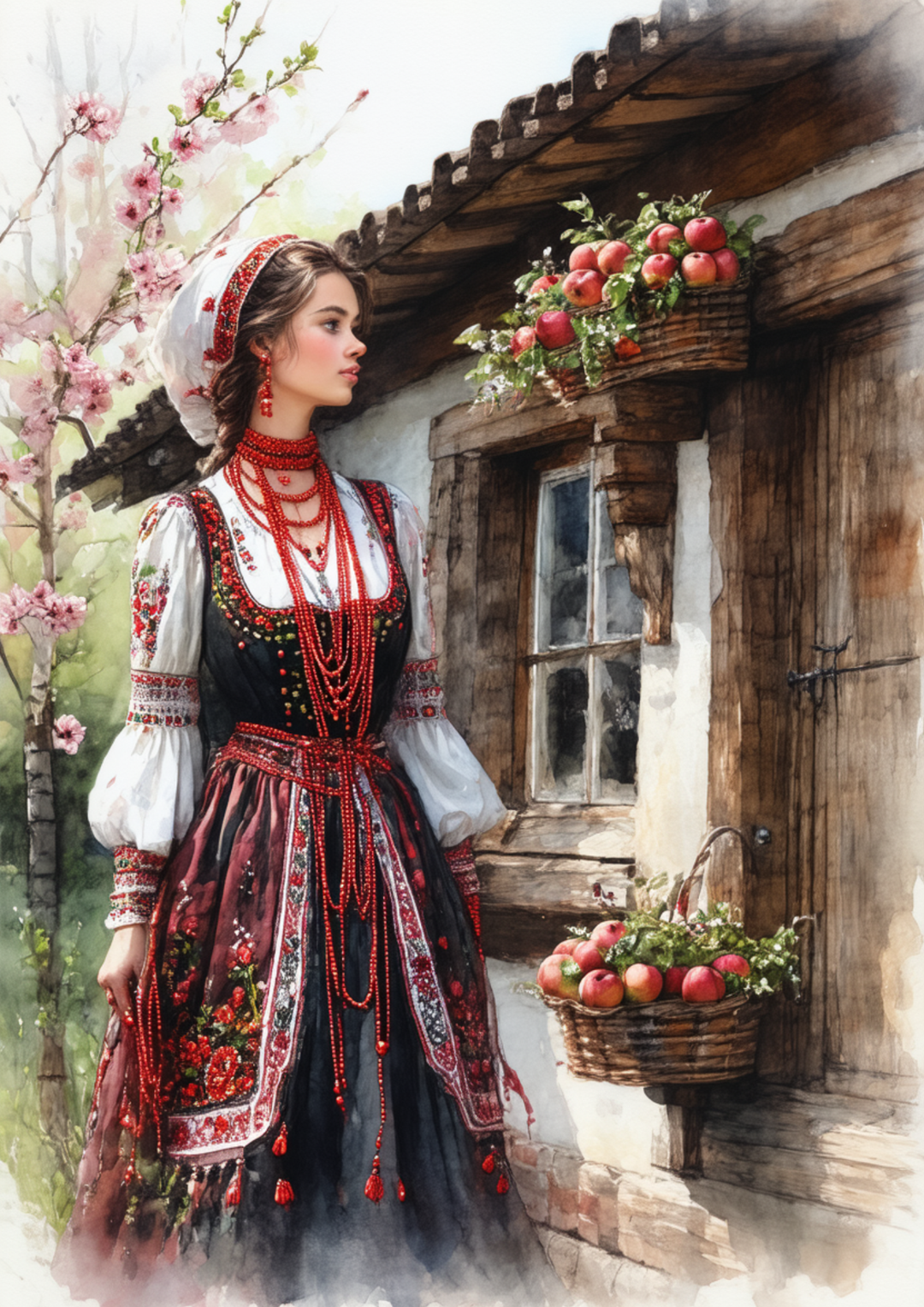 Rice Paper For Decoupage Woman In Traditional Costume From Krakow Full Cat. No. 8592