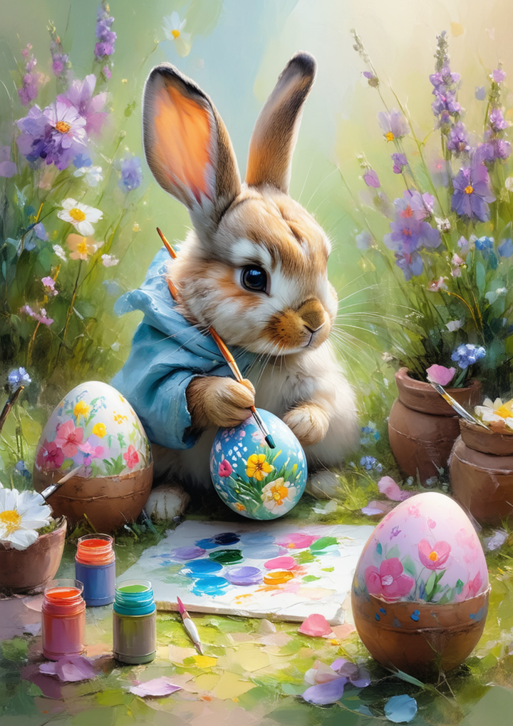 Rice Paper For Decoupage Bunny With Easter Eggs Full Cat. No. 8657