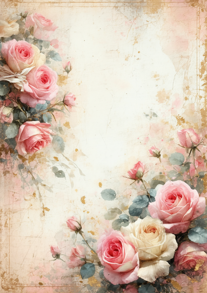 Rice Paper For Decoupage Vintage Roses Background  Full Cat. No. 8670