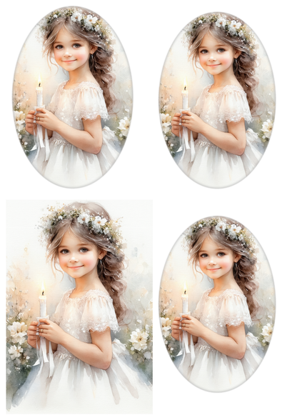 Rice Paper For Decoupage First Communion Day Collage Cat. No. 8675