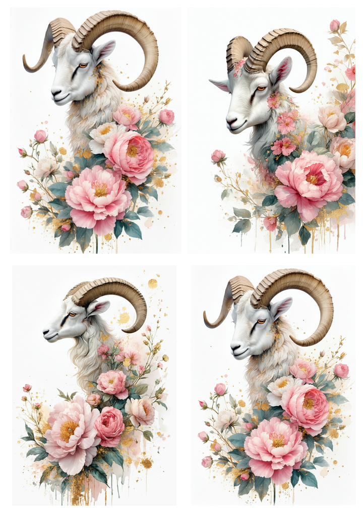Rice Paper For Decoupage Zodiac Sign Aries Collage Cat. No. 8681