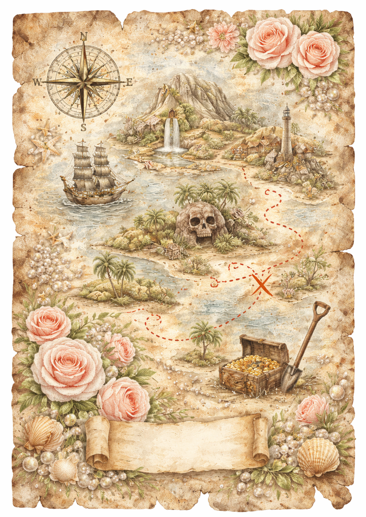 Rice Paper For Decoupage Treasure Map Full Cat. No. 8682
