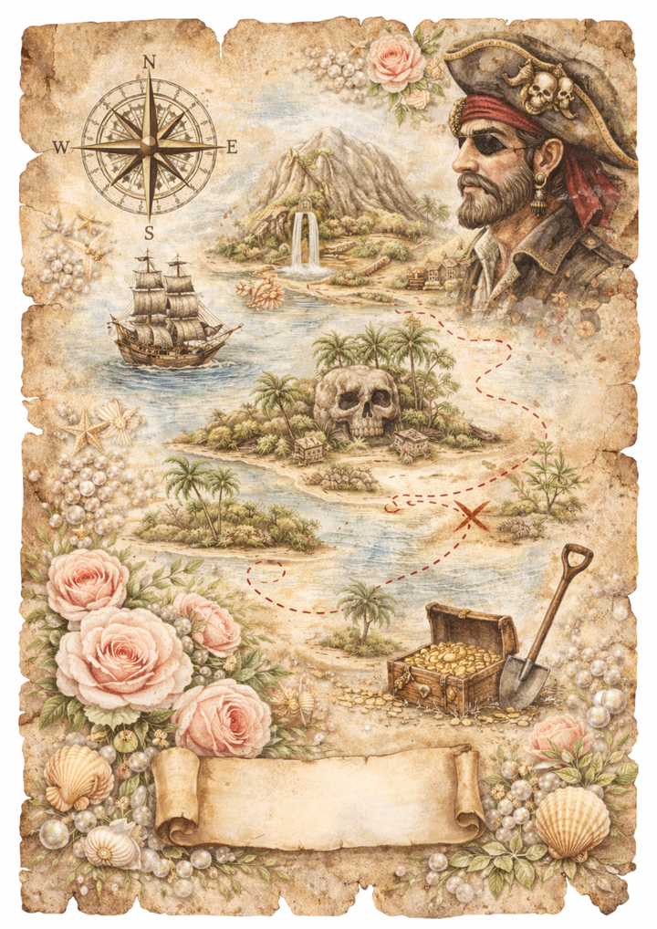 Rice Paper For Decoupage Treasure Map Full Cat. No. 8683