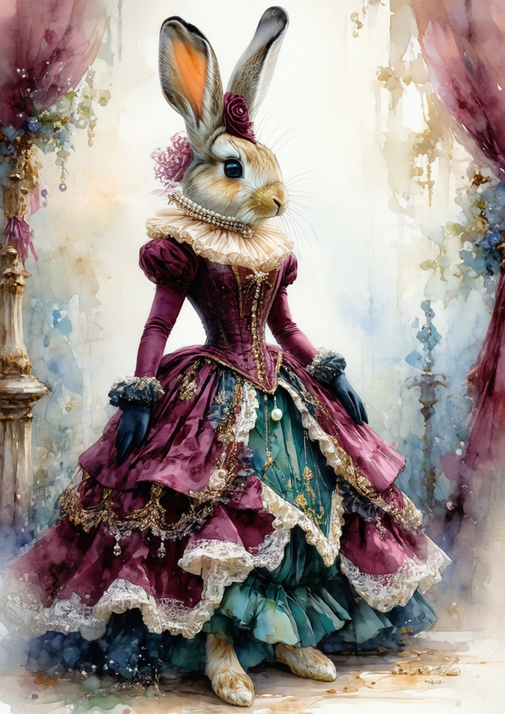 Rice Paper For Decoupage Victorian Lady Rabbit Full Cat. No. 8700