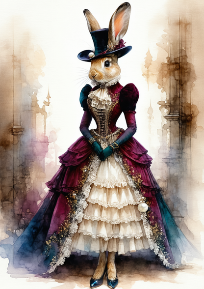 Rice Paper For Decoupage Victorian Lady Rabbit Full Cat. No. 8701