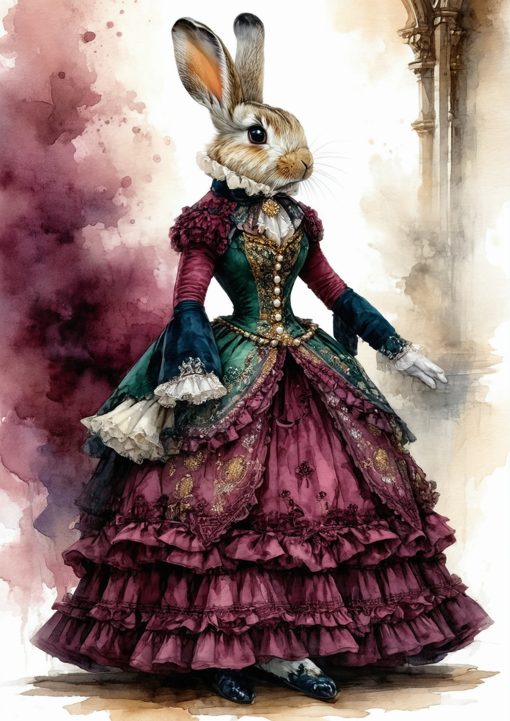 Rice Paper For Decoupage Victorian Lady Rabbit Full Cat. No. 8702