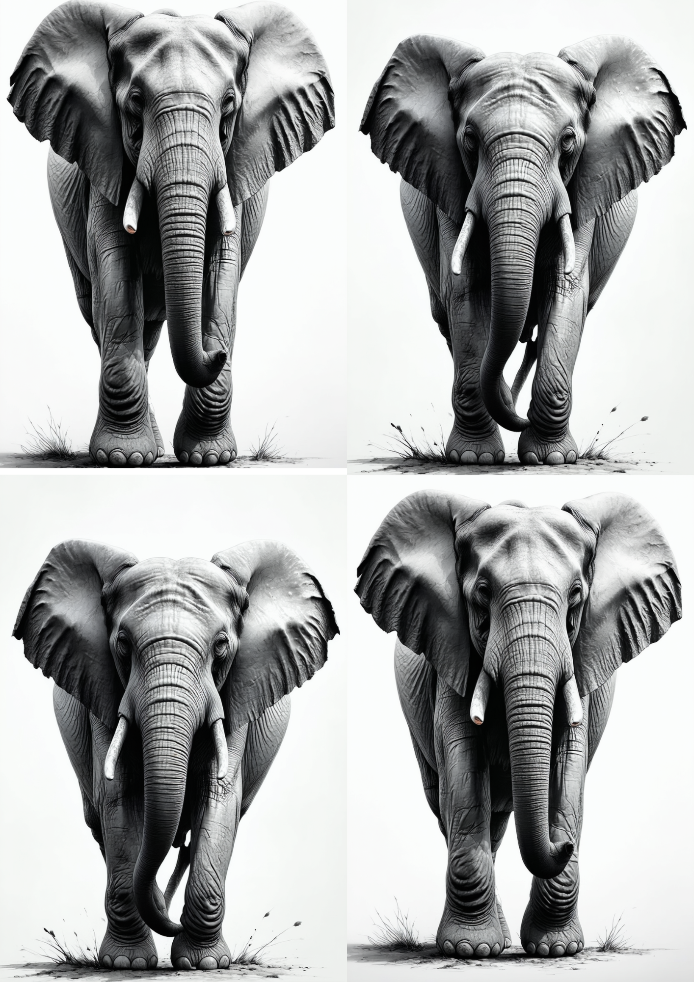 Rice Paper For Decoupage Monochrome Elephant Collage Cat. No. 8723