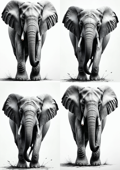 Rice Paper For Decoupage Monochrome Elephant Collage Cat. No. 8723
