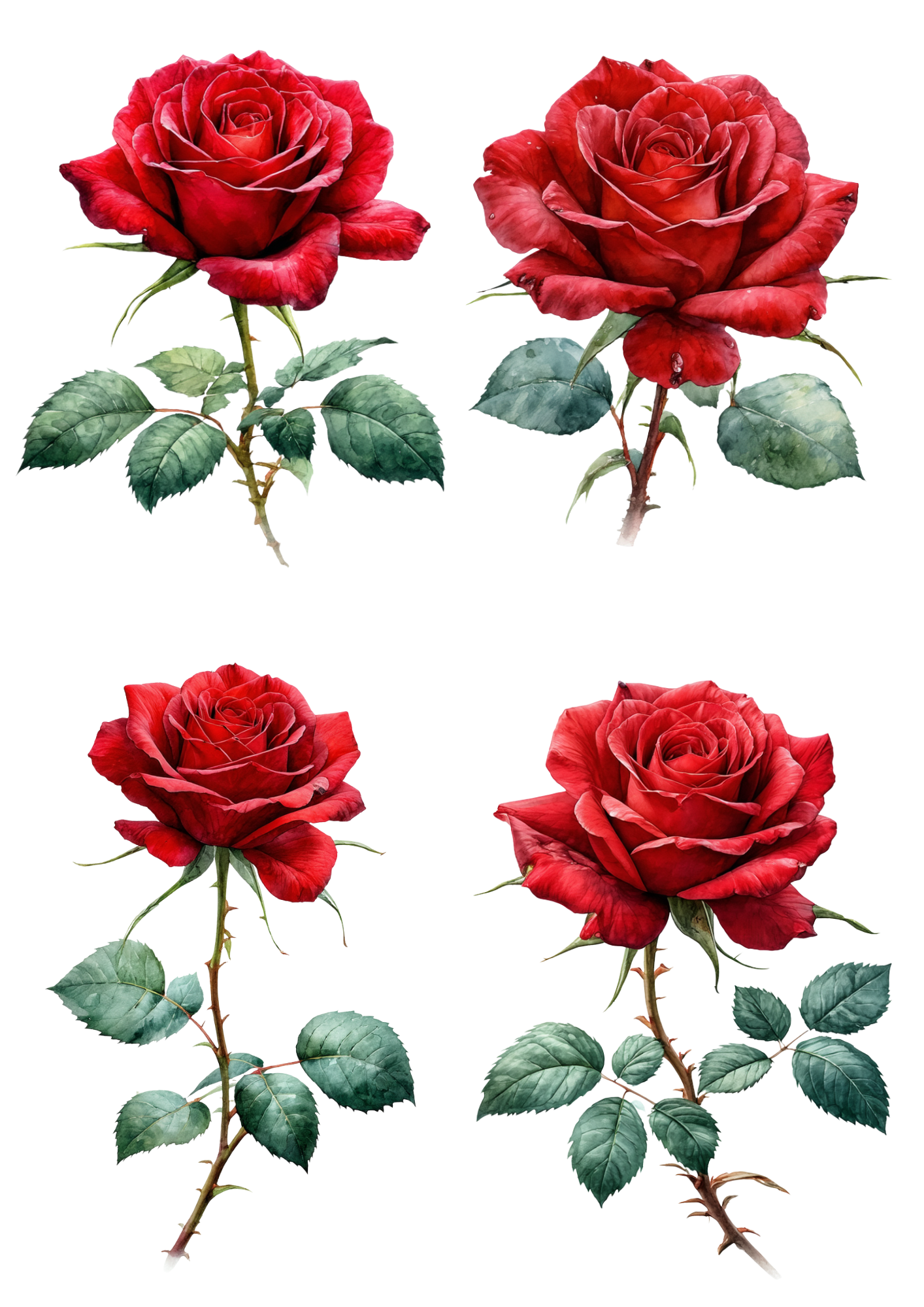 Rice Paper For Decoupage Watercolor Red Roses Collage Cat. No. 8742