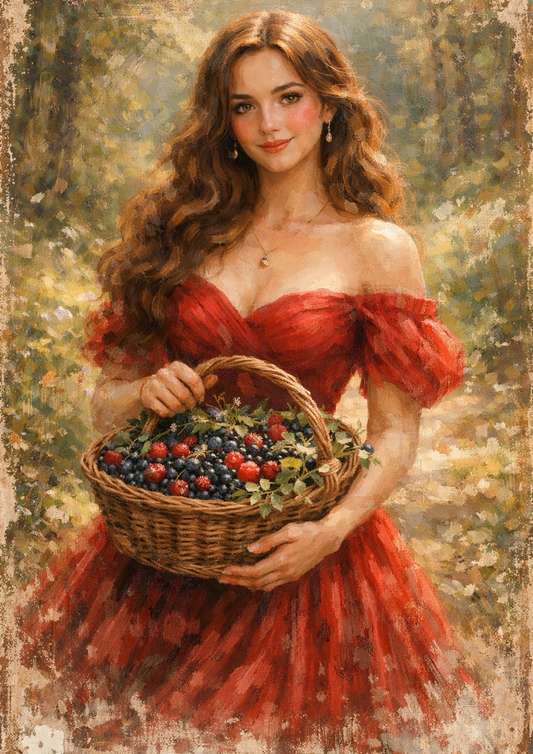 Rice Paper For Decoupage Beautiful Woman with Basket Full Cat. No. 8744