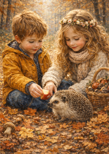 Rice Paper For Decoupage Children & Hedgehog  Full Cat. No. 8749