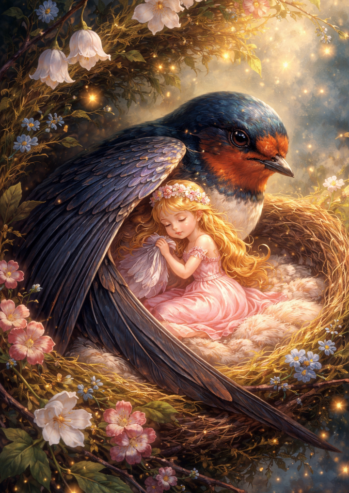 Rice Paper For Decoupage Thumbelina &amp; The Swallow Full Cat. No. 8764