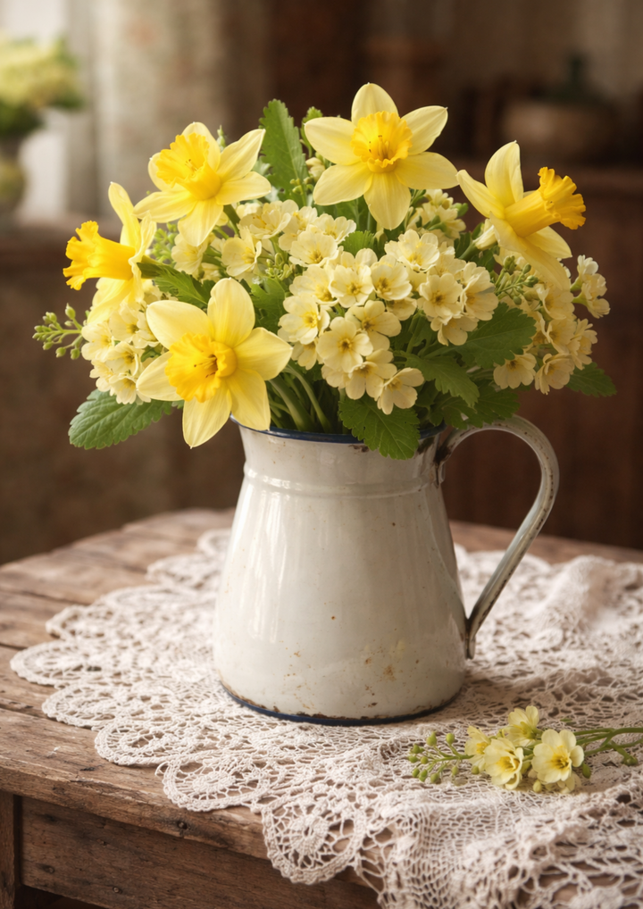 Rice Paper For Decoupage Spring Daffodils in Jug Full Cat. No. 8777