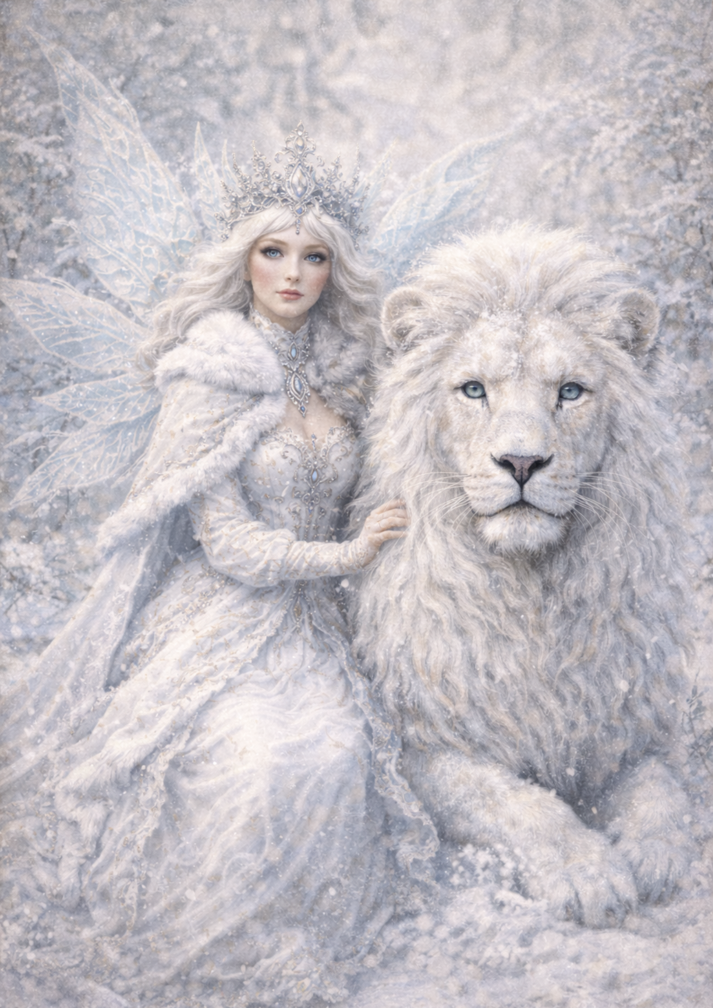 Rice Paper For Decoupage White Fairy and Majestic Lion Full Cat. No. 8790