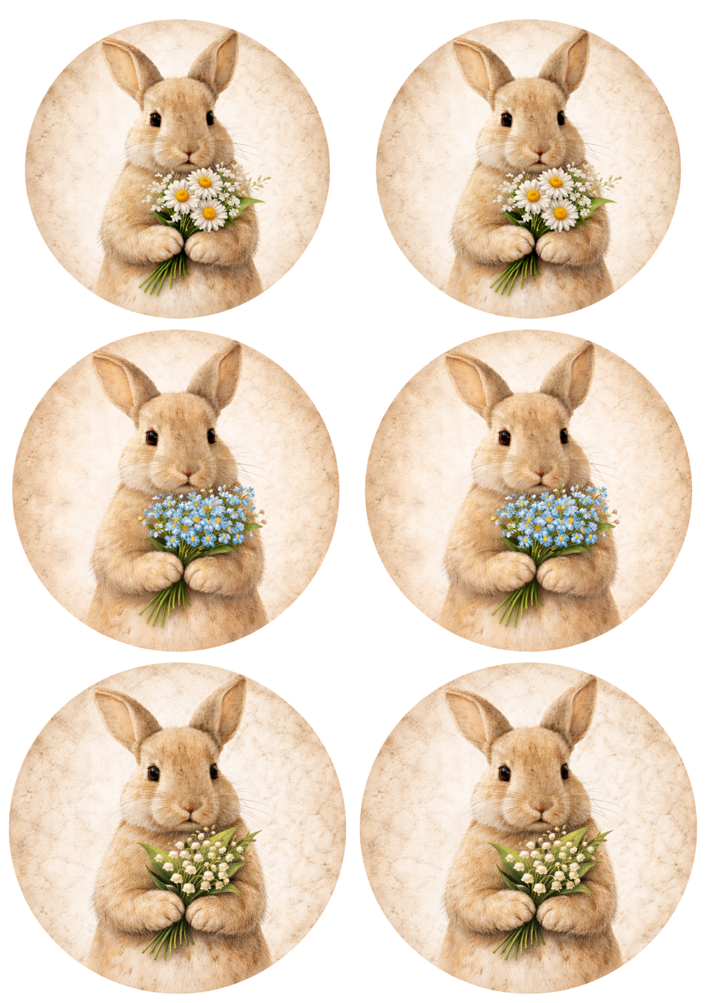 Rice Paper For Decoupage  Easter Rabbit in Circle Collage Cat. No. 8804