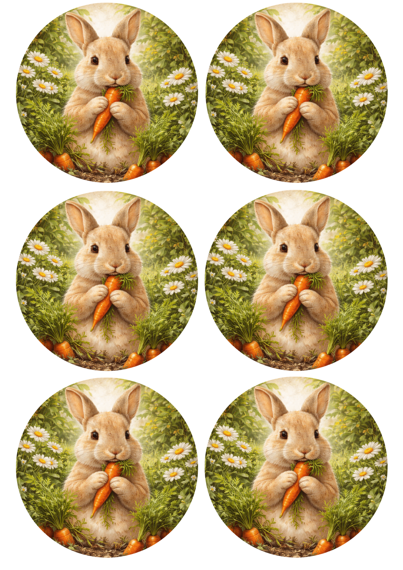 Rice Paper For Decoupage  Easter Rabbit in Circle Collage Cat. No. 8805