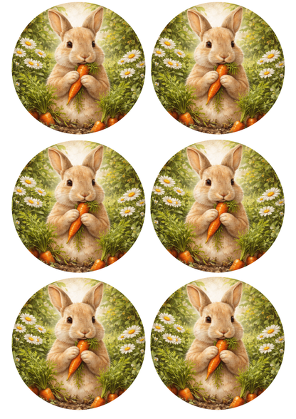 Rice Paper For Decoupage  Easter Rabbit in Circle Collage Cat. No. 8805