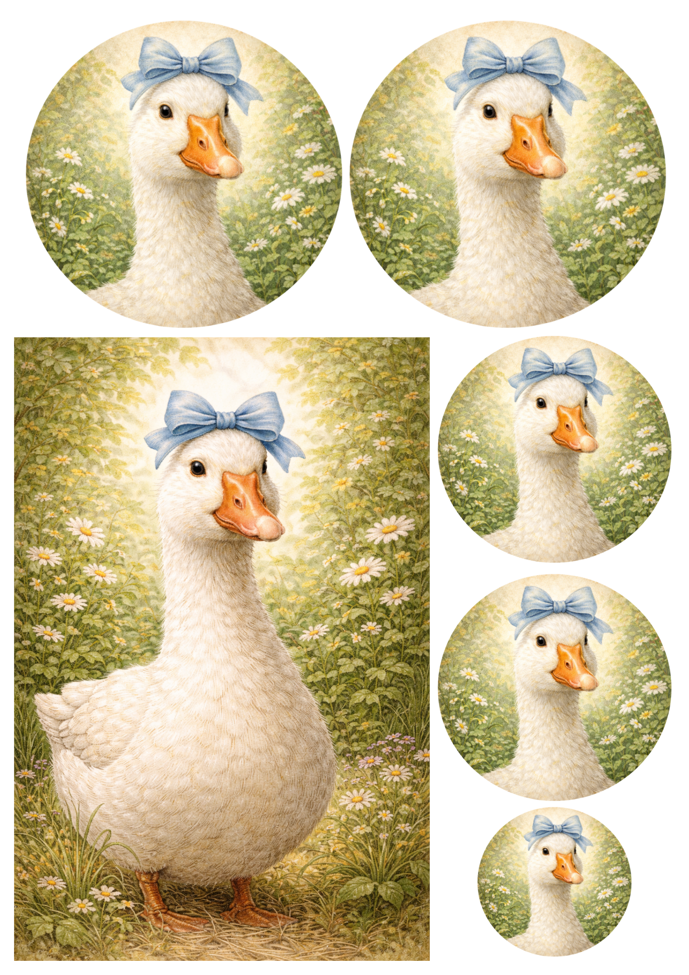Rice Paper For Decoupage Cute Easter Goose Collage Cat. No. 8810