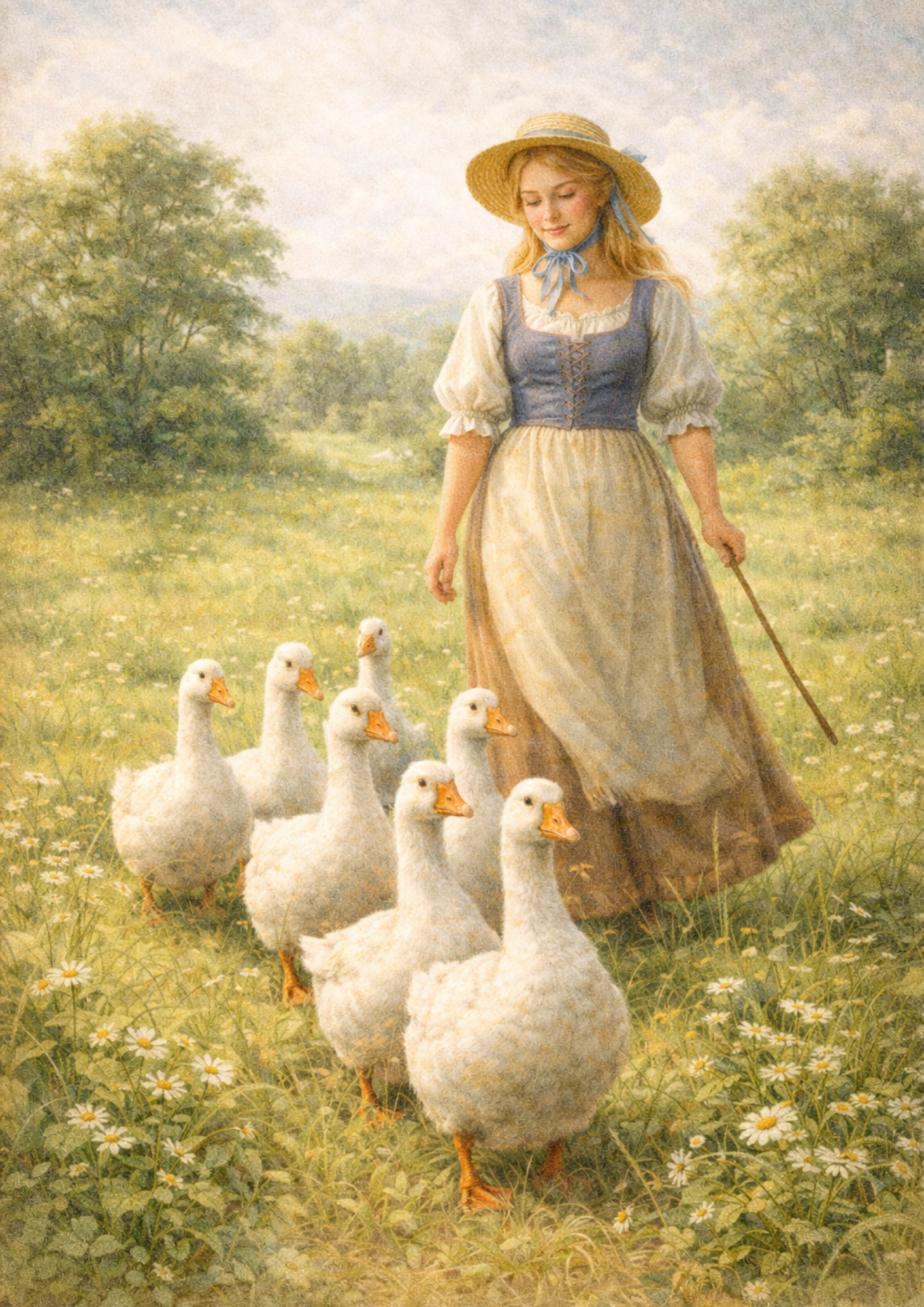 Rice Paper For Decoupage Goose Girl Full Cat. No. 8811