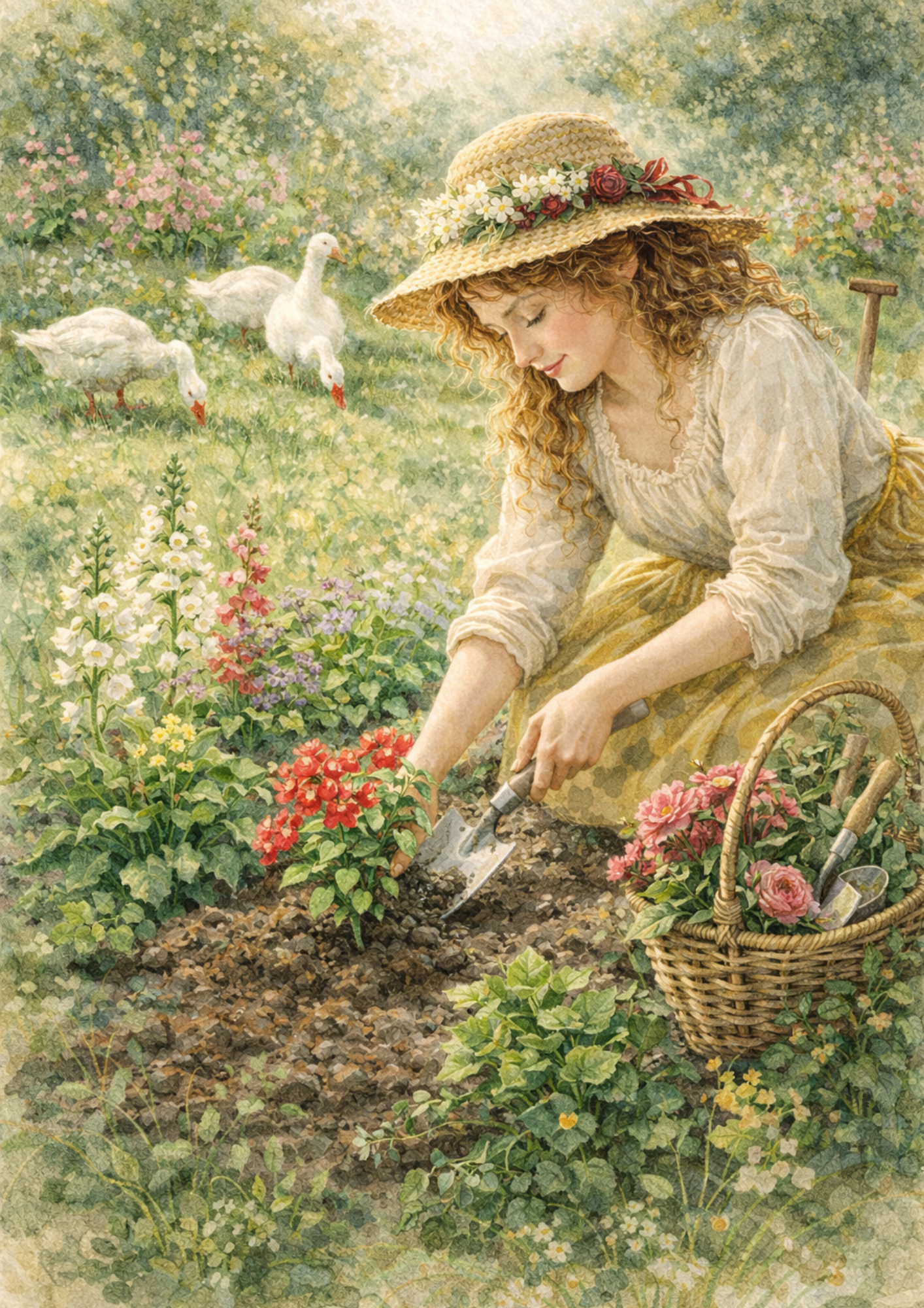 Rice Paper For Decoupage Girl in the Vegetable Garden Full Cat. No. 8818