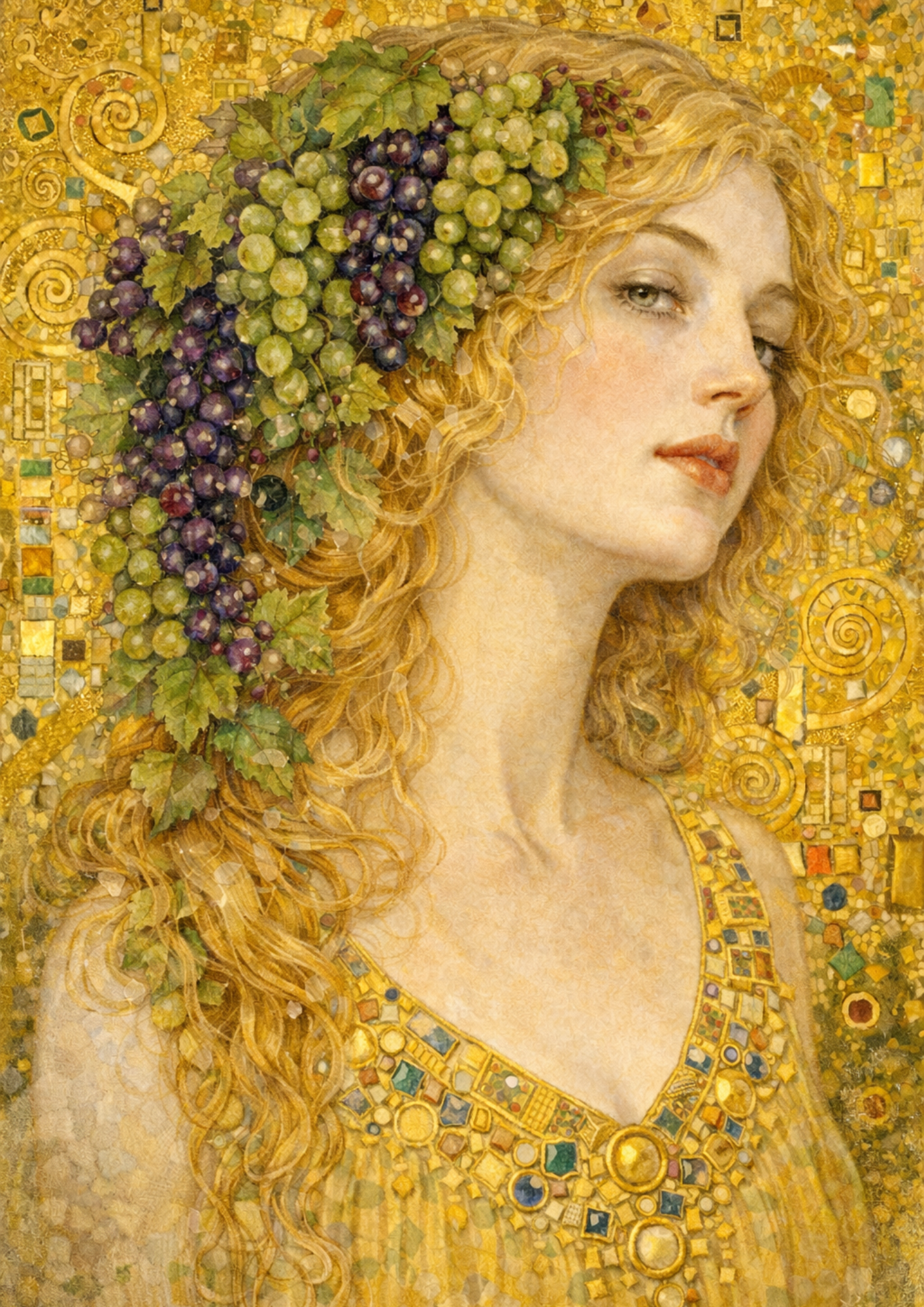 Rice Paper For Decoupage Klimt Style Woman Portrait Full  Cat. No. 8822