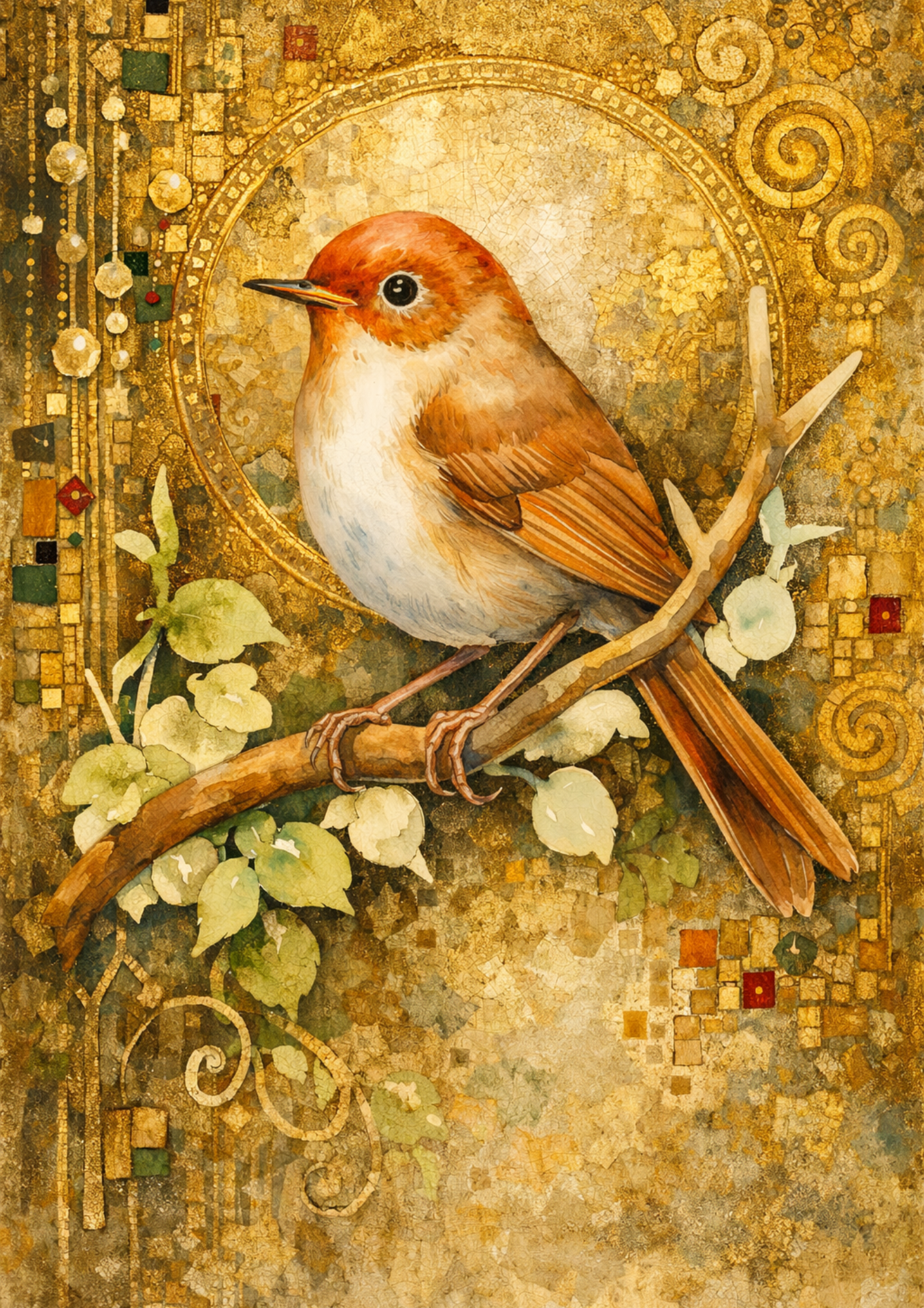 Rice Paper For Decoupage Beautiful Bird in Klimt Style Full  Cat. No. 8825