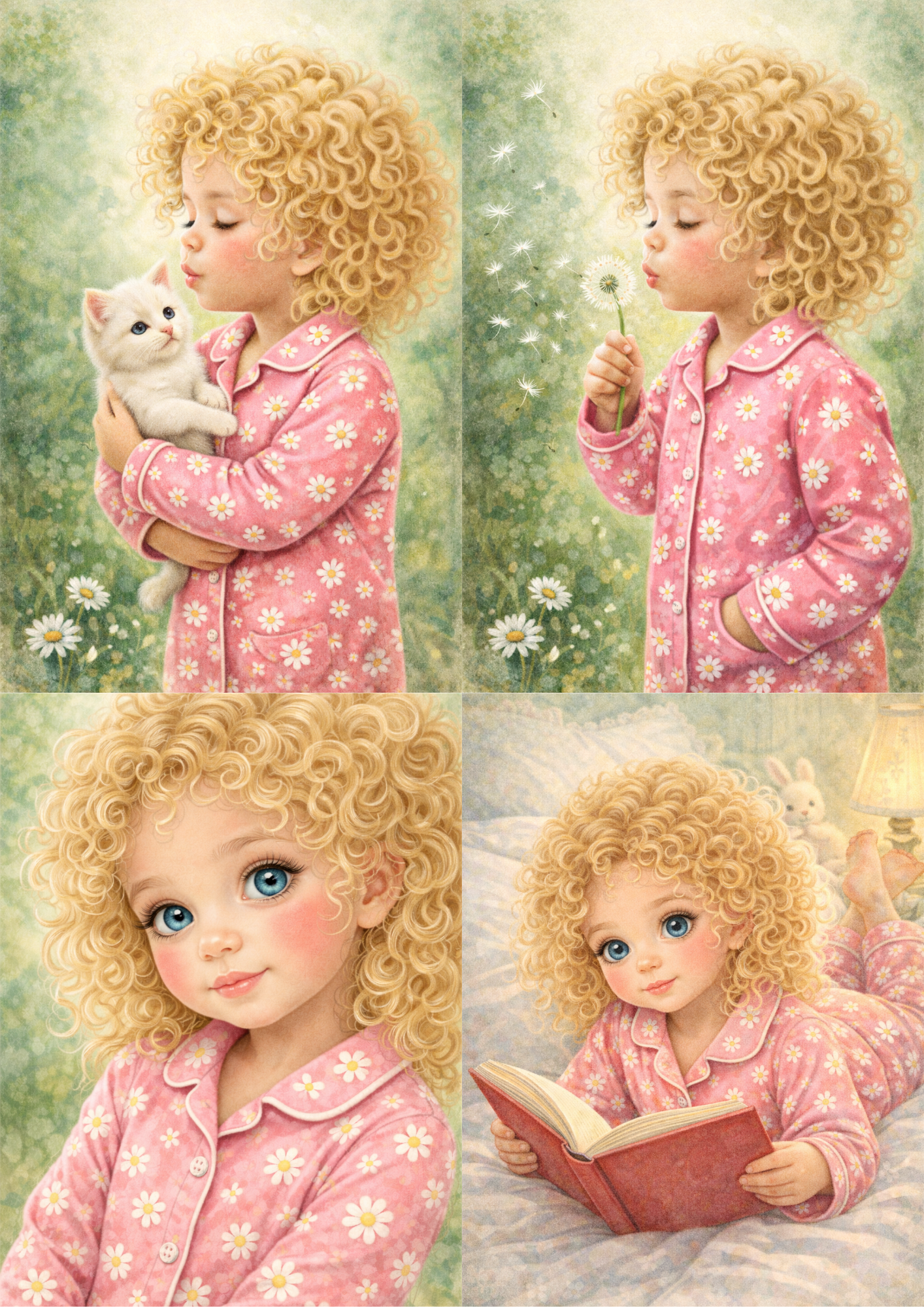 Rice Paper For Decoupage Beautiful Girl in Pyjamas Collage  Cat. No. 8832
