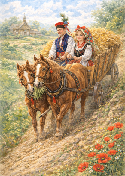 Rice Paper For Decoupage Polish Couple in Traditional Costume from Cracow Full  Cat. No. 8843