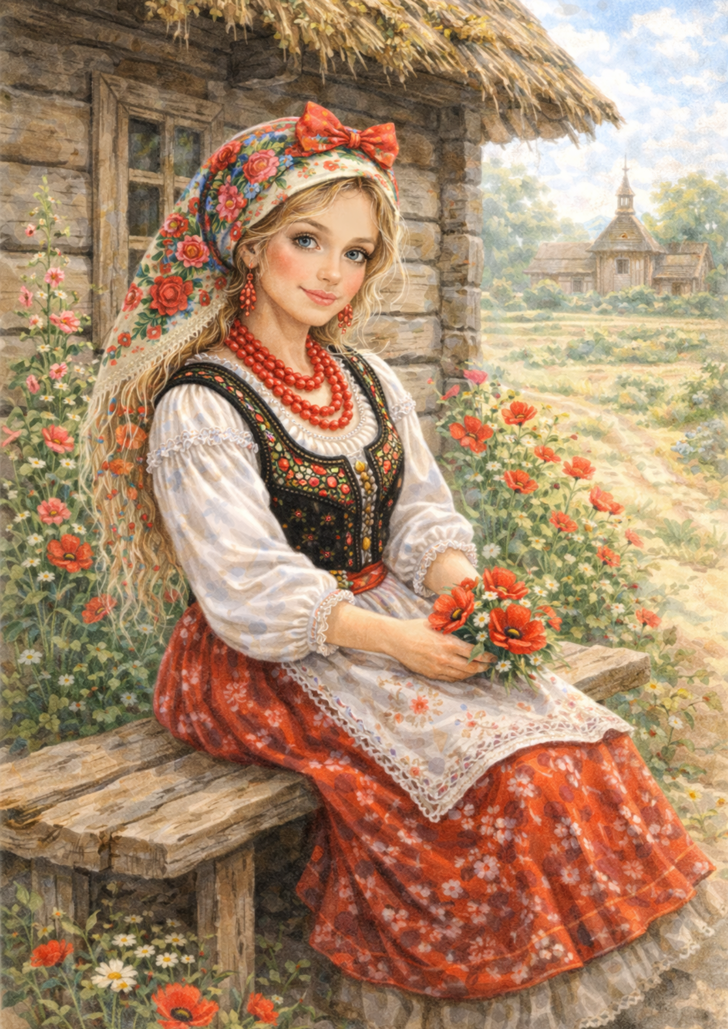 Rice Paper For Decoupage Girl in Traditional Costume from Cracow Full  Cat. No. 8845